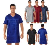 Ropa de Dormir Camisón de satén de Seda para Hombre Pijamas de Manga Corta Camisón Camisas de Noche para Dormir XXL luz de albaricoque