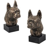 Boston Terrier, American Gentleman - Dog statue, bust on stone base, sculpture, trophy for dog show by Art-Dog brand marrón