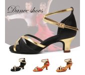 Zapatos de baile de salón profesionales para mujer, zapatos de baile latino para interiores, Salsa, tacón medio de 5cm 34 negro