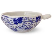 Cafetera Koyama Kiln redonda elegante y sencilla de usar Hasami Ware fabricada en Japón Cats Blue J-kitchens