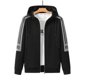 Suéter con capucha y cárdigan de punto deportivo para hombre, chaqueta de cuello alto, chaqueta informal y versátil de manga larga 8XL negro