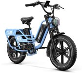 Motor Euybike W1 1000W 48V30AH+30AH Batería Dual Samsung Neumático de 20 * 4.0 pulgadas Velocidad Máxima 50KM/H Freno Hidráulico Bicicleta Eléctrica azul