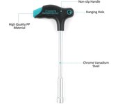 PENGGONG 11Pcs Métrico en forma de T Mango Llave de zócalo CRV Llave de zócalo tubular multifunción Llave hexagonal 11 Pcs negro