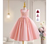 Nuevo vestido de princesa sin mangas para niñas: atuendo para niña de las flores y presentadora de espectáculos 110cm color rosa