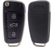 Funda de llave de control remoto abatible para coche, carcasa con 3 botones para A3 A4 A6 Q7 S6 TT Quattro TT A4 A6 A8 2006-2013, protección de soporte de llave remota negro