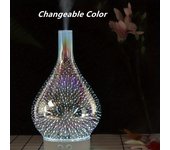 Difusor de aceite esencial de 1 pieza, humidificador ultrasónico de aromaterapia de vidrio de fuegos artificiales 3D Changeable Color