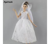 Vestido de moda blanco para muñeca Barbie, vestidos de novia, atuendos y velo, accesorios para muñecas 1/6, vestido de fiesta, ropa para muñeca Barbie. blanco