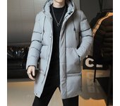 Chaquetas de invierno para hombre Chaqueta de talla grande y longitud media Chaqueta de algodón con capucha de color liso Chaqueta para hombre Cientos de tops Ropa de invierno para hombre M