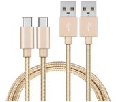 Cable USB-C pour Xiaomi Mi 11 - Mi 11 LITE - Mi 11 LITE 5G - Cable chargeur Type USB-C Nylon Tressé Or 1 Mètre [LOT 2] Phonillico®