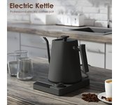 Hervidor eléctrico con cuello de cisne, Control de temperatura, hervidor para café y té, 1,0 L, silencioso, 1-24H UK Plug negro