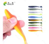 HENGJIA 6PCS Bicolor Shiner Señuelos de pesca Señuelo suave 9cm Cebo artificial Tackle Jerkbaits Swimbait T Cola para lucio y lubina