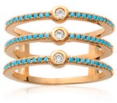 Anillo de oro turquesa 'Navajos' chapado en oro - 13 mm 54