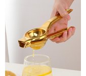 Exprimidor manual de acero inoxidable para el hogar, exprimidor de limón con clip, creativo, para naranjas, frutas, prensado a mano, accesorios de cocina, 1 unidad oro