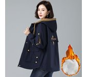 Gabardina corta de otoño e invierno para mujer, con capucha, informal, de talla grande, cortavientos, chaquetas holgadas de primavera para mujer, tallas S a 4XL XXXXL