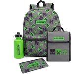 Juego de bolsa de almuerzo y mochila de Minecraft (Paquete de 4) One Size