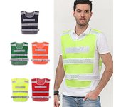 Chaleco reflectante de malla con correas reflectantes de celosía, chaqueta de seguridad para el trabajo, deportes al aire libre rojo