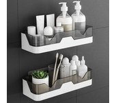 Estante organizador para baño, estante de almacenamiento para ducha, estantes de esquina negros, soporte de aluminio para champú de inodoro montado en la pared, sin taladro