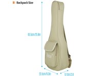 IRIN Bolsa de hombro para ukelele Bolsa de algodón engrosada Bolsa impermeable Mochila acolchada para ukelele de 24 pulgadas beige