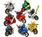 8 piezas de minifiguras ninja, bloques de construcción de motocicletas, muñecos de motor ninja, juguetes de regalo para niños, juguete Ninja Go para niño 8pcs/set