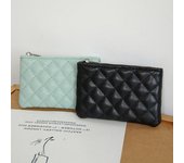 Monedero para Mujer Color Sólido Cuero Sintético Textura De Rombo Cierre De Cremallera Forma Blong Gran Capacidad Portátil Ligero Costuras Firmes Dama verde claro