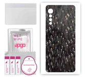Adhesivo protector de piel para la parte trasera compatible con LG Velvet 5G, película envolvente, lámina, vinilo - Patrón Carbon Black Pixel