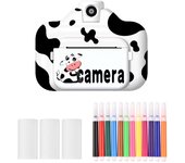 Cámaras de impresión instantánea WiFi Cámara para niños Pantalla de 2,4 pulgadas Grabación de vídeo 1080P Tinta cero Rotación de 180 grados 2 negro