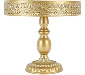 Soporte para postres, soporte dorado para tartas, diseño de encaje, fácil montaje, redondo, para fiestas, L Large