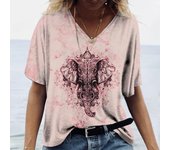 Camiseta de moda para mujer, camisetas simples de manga corta con estampado de elefante 3d, camisetas con cuello en V, camiseta informal diaria para mujer, ropa de gran tamaño XL