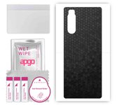 apgo Protective Skin Sticker for the back compatible with Sony Xperia 5, Wrap Film, Foil, Vinyl - Pattern Black Honeycomb