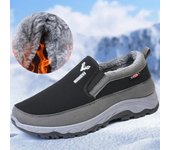 Zapatillas de tenis para hombre, cálidas, transpirables, de suela suave, antideslizantes, informales, además de cómodas zapatillas de terciopelo para caminar sin cordones, vulcanizadas para invierno 38 negro