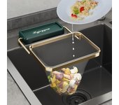 1 Juego de rejilla para filtro de fregadero, colador de fregadero plegable para cocina, soporte para bolsa de malla, estante de red para basura, bolsa de malla desechable antiobstrucciones LXY with 50pc bags blanco