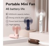 Ventilador portátil Mini ventilador de mano USB 4500 mAh recargable Ventilador de bolsillo pequeño con banco de energía Función de linterna CHINA