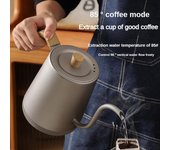 Cafetera eléctrica de cuello de cisne de 220 V, cafetera manual de 1000 W, tetera de boca estrecha con control de temperatura EU gris plata