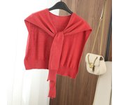 Chal cálido de punto a rayas coreano para invierno, blusa para mujer con hombros descubiertos y cuello falso, bufanda anudada, ropa de abrigo a rayas 01