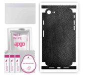 apgo Protective Skin Sticker for the back+sides compatible with Apple iPhone SE 2022, Full Wrap Film, Foil, Vinyl - Pattern Black Leather