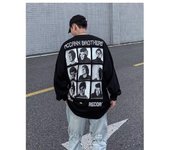 Sudadera con capucha para hombre en primavera y otoño, chaqueta versátil con estampado de letras sueltas y modernas, sudadera con capucha de manga larga para hombre, top informal M negro