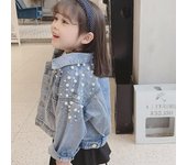 Chaqueta vaquera lavada para niña (primavera/otoño 2024) - Estilo coreano, prenda de abrigo de moda para niñas pequeñas 99003 100