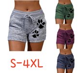 Pantalones cortos deportivos de cintura alta con cordón y estampado de garras de gato para mujer S azul marino