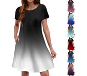 Vestidos de verano para mujer, vestido playero con estampado floral, manga corta, bolsillos, vestido informal estilo camiseta XXXL púrpura