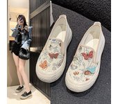 Zapatos de mujer Zapatos de pescador Zapatos de lona cómodos y transpirables Zapatos de viaje de suela blanda 35 blanco
