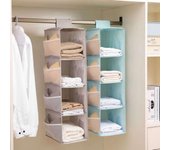 Bolsa de almacenamiento para sujetadores, ropa interior, calcetines, organizador de ropa, plegable, multicapa, lavable, no tejida, para colgar en el armario gris