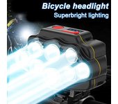 Faro de bicicleta 360 grados indicador LED ajustable USB recargable súper brillante ligero conducción nocturna carretera bicicleta de montaña lámpara frontal A