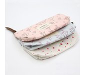 Estuche de lona floral para lápices, bolsa de herramientas de maquillaje cosmético, bolsa de almacenamiento azul