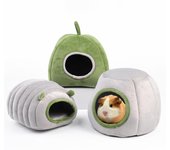 Cama cálida para hámster, casa de rata, erizo, ardilla, nido, almohadilla para jaula para mascotas Stump nest verde