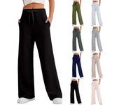 Pantalones deportivos para mujer, pantalones casuales sueltos de cintura alta, pantalones para correr con cordón, pantalones de pierna recta para mujer, pantalones anchos, pantalones casuales, pantalones de yoga L verde del ejército