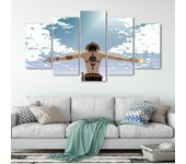 5 piezas de lienzo de Anime Simple Luffy, pintura colgante para sala de estar, sofá, fondo, mural para niños, mesita de noche, dormitorio, decoración, pintura XL no frame