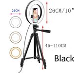 Anillo de luz LED para Selfie de 26cm, luz de relleno circular, lámpara regulable, maquillaje Trepied, fotografía, RingLight, soporte para teléfono, trípode None