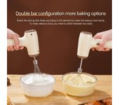 Batidor de leche de espuma, batidora de huevos de alta potencia de 5 velocidades, batidora eléctrica portátil inalámbrica USB de doble varilla, batidora de huevos, Espumador de leche Manual beige