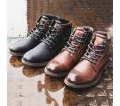 Botas de cuero estilo retro para hombre, botines de caña alta con cremallera lateral, botas negras y marrones, botas clásicas de desierto para exteriores, zapatos de otoño. 39 negro