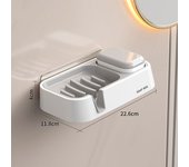 Caja de jabón drenable, bandeja contenedora de jabón montada en la pared, jabonera, organizador para fregadero de cocina y baño B negro